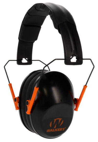 Walker’s GWPFPM1BKO Pro Low Profile Passive Muff 22 dB Over the Head Black/Orange Accent Polymer