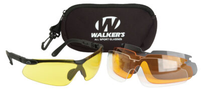 Walker’s GWPASG4L2 Sport Glasses Combo Adult Clear/Smoke Gray/Amber/Yellow Lens Polycarbonate Black Frame