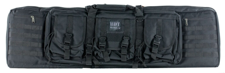 Bulldog BDT6043B BDT Tactical Double 43" Black Nylon, 3 Accessory Pockets, Deluxe Padded Backstraps, Lockable Zipper, Padded Internal Divider