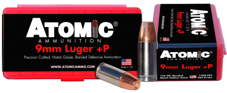 Atomic 00454 Pistol 9mm Luger +P 124 gr Bonded Match Hollow Point 20 Bx/ 10 Cs