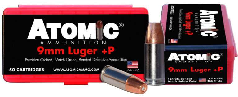Atomic 00409 Pistol 9mm Luger +P 124 gr Bonded Match Hollow Point 50 Bx/ 10 Cs