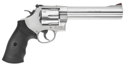 Smith & Wesson 163638 Model 629 Classic 44 Rem Mag or 44 S&W Spl Stainless Steel 6.50″ Barrel & 6rd Cylinder, Satin Stainless Steel N-Frame, Red Ramp Front/White Outline Rear Sights