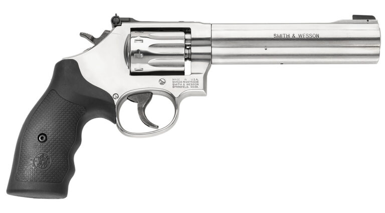 Smith & Wesson 160578 Model 617 *CA Compliant 22 LR Stainless Steel 6" Barrel & 10 Shot Cylinder, Satin Stainless Steel K-Frame, Black Polymer Grip,Internal Lock