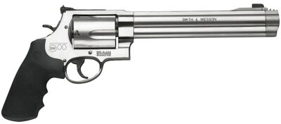 Smith & Wesson 163500 Model 500  500 S&W Mag Stainless Steel 8.38″ Barrel & 5rd Cylinder, Satin  Stainless Steel X-Frame, Fixed Compensator, Internal Lock