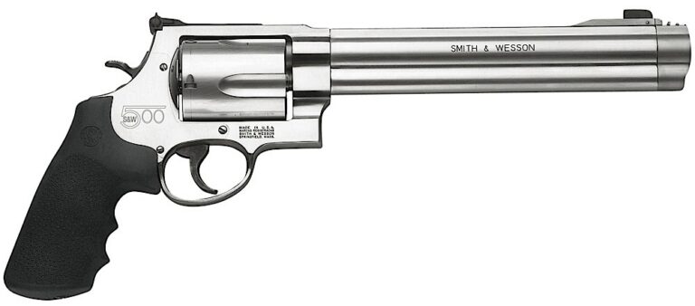 Smith & Wesson 163500 Model 500  500 S&W Mag Stainless Steel 8.38" Barrel & 5rd Cylinder, Satin  Stainless Steel X-Frame, Fixed Compensator, Internal Lock