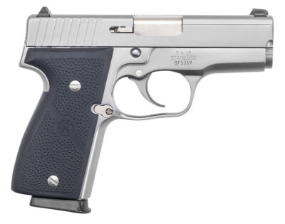 Kahr Arms K9093A K9  9mm Luger 7+1/8+1 3.47″ Stainless Polygonal Rifled Barrel, Matte Serrated Stainless Steel Slide, Matte Stainless Steel Frame, Black Textured Wraparound Polymer Grip, Right Hand