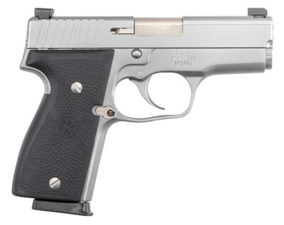 Kahr Arms K9093NA K  9mm Luger Caliber with 3.50″ Barrel, 7+1 Capacity, Overall Matte Stainless Steel Finish, Serrated Slide, Textured Wraparound Black Polymer Grip & TruGlo Night Sights