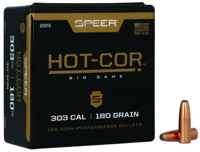 Speer 2223 Hot-Cor  303Cal 180gr Soft Point Round Nose 100 Per Box/5 Case