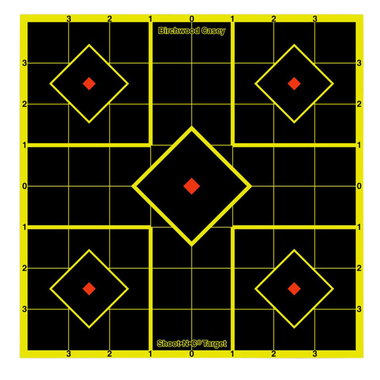 Birchwood Casey 34112 Shoot-N-C Reactive Target Self-Adhesive Paper Multi Color 8" 5-Diamond 15 Pack
