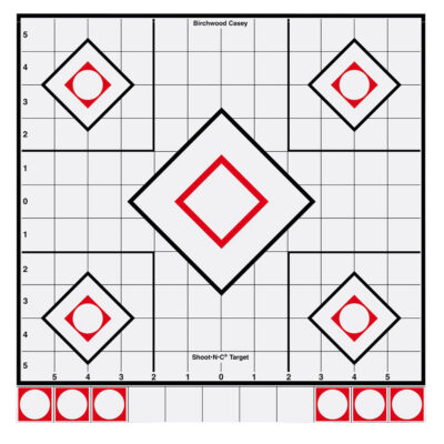 Birchwood Casey 34219 Shoot-N-C Reactive Target Self-Adhesive Paper White/Red 12″ 5-Diamond 5 Pack