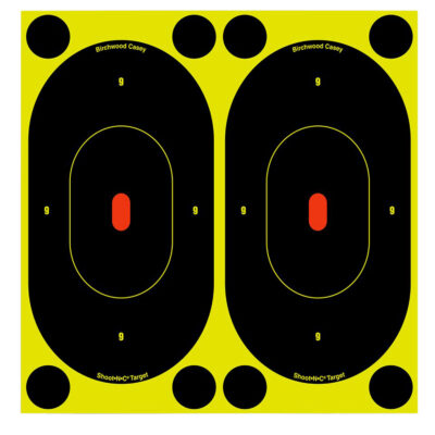 Birchwood Casey 34750 Shoot-N-C Reactive Target Self-Adhesive Paper Black/Yellow 7″ Oval Silhouette 60 Pack