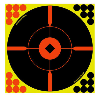 Birchwood Casey 34806 Shoot-N-C Reactive Target Self-Adhesive Paper Black/Yellow/Red 8″ Bullseye BMW 6 Pack
