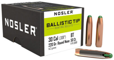 Nosler 30181 Ballistic Tip  30Caliber 220gr Round Nose 50/Box