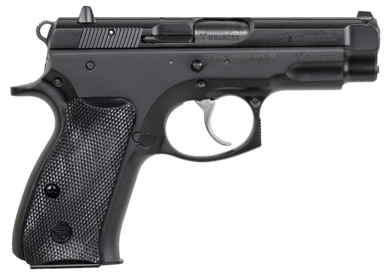 CZ-USA 01190 75  Compact 9mm Luger 10+1 3.75" Black Steel Barrel & Serrated Slide, Black Polycoat Steel Frame w/Beavertail, Black Plastic Grip, Right Hand