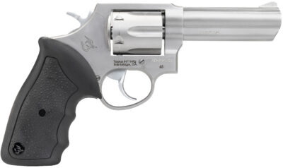Taurus 2-650049 65  Medium 357 Mag/38 Special +P 6 Shot 4″ Matte Stainless Steel Barrel, Cylinder Matte & Frame, Black Finger Grooved Rubber Grip, Transfer Bar Safety, Exposed Hammer