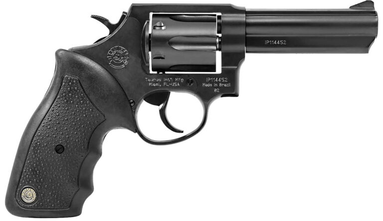 Taurus 2-820041 82  Medium 38 Special +P 6 Shot 4" Matte Black Oxide Alloy Steel Barrel, Cylinder & Frame, Black Finger Grooved Rubber Grip, Transfer Bar Safety, Exposed Hammer
