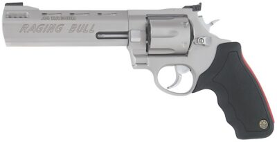 Taurus 2-444069 444 Raging Bull Large 44 Rem Mag 6 Shot 6.50″ Matte Stainless Steel Ported Barrel, Cylinder & Frame, Black Rubber Grip, Transfer Bar Safety, Exposed Hammer