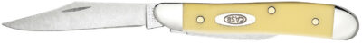 Case 00030 Peanut  2.10″/1.53″ Folding Clip/Pen Plain Tumble Polish Chrome Vanadium Blade/Smooth Yellow Synthetic Handle