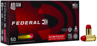 Federal AE40SJAP1 American Eagle Syntech Action Pistol  40S&W 205gr Total Syntech Jacket Flat Nose 50 Per Box/10 Case