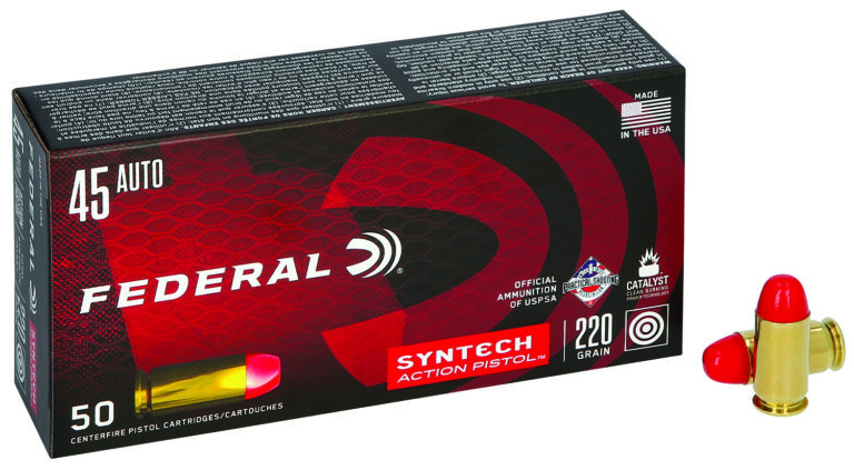 Federal AE45SJAP1 American Eagle Syntech Action Pistol 45ACP 220gr Total Syntech Jacket Flat Nose 50 Per Box/10 Case