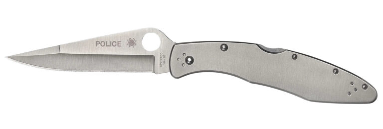 Spyderco C07P Police 4.13" Folding Spear Point Plain VG-10 SS Blade Stainless Includes Pocket Clip