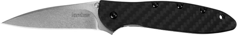 Kershaw 1660CF Leek 3" Stainless Steel Black Drop Point Plain, Carbon Fiber Bla