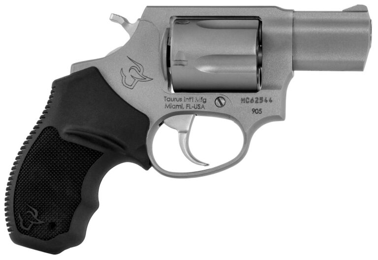 Taurus 2-905029 905 Small 9mm Luger 5 Shot 2" Matte Stainless Steel Barrel, Cylinder & Frame, Black Finger Grooved Rubber Grip, Transfer Bar Safety, Exposed Hammer