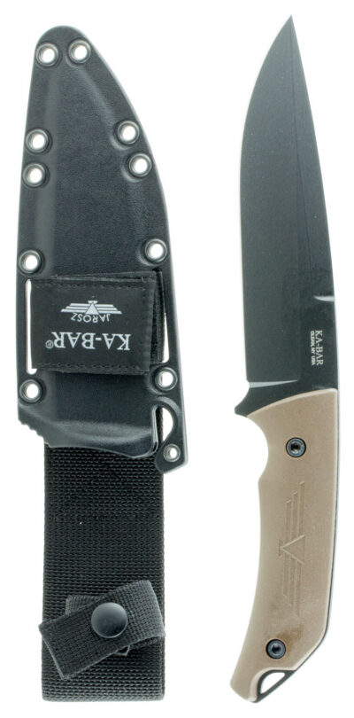 Ka-Bar 7503 Jarosz Turok 6.25″ Fixed Clip Point Plain Black 1095 Cro-Van Blade, Brown Ultramid Handle, Includes Sheath