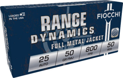 Fiocchi 25AP Shooting Dynamics  25 ACP 50 gr Full Metal Jacket (FMJ) 50 Bx/ 20 Cs