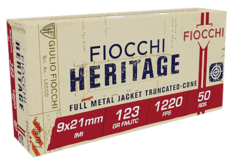 Fiocchi 9X21 Heritage 9x21mmIMI 123gr Full Metal Jacket Truncated Cone 50 Per Box/20 Case