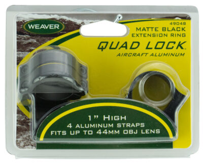 Weaver Mounts 49048 Quad Lock Detachable Rings  Matte Black 1″ High Extended