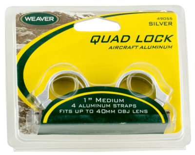 Weaver Mounts 49055 Quad Lock Detachable Rings  Silver 1″ Medium