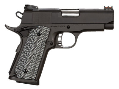 Rock Island 51479 Rock Ultra CS 45 ACP Caliber with 3.50″ Barrel, 7+1 Capacity, Overall Black Parkerized Finish Steel, Beavertail Frame, Serrated Slide & Black/Gray G10 Grip