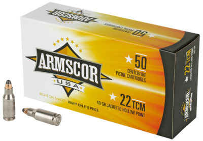Armscor FAC22TCM1N Pistol  22 TCM 40 gr Jacketed Hollow Point (JHP) 50 Bx/ 20 Cs