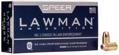 Speer Ammo 53979 Lawman  45 GAP 185 gr Total Metal Jacket (TMJ) 50 Bx/ 20 Cs