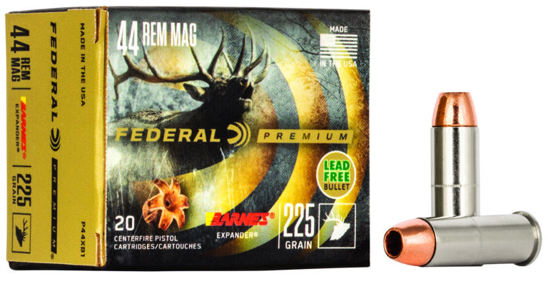 Federal P44XB1 Premium 44RemMag 225gr Barnes Expander BRX 20 Per Box/10 Case