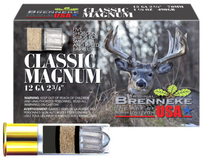 Brenneke SL122CLM Classic Magnum  12Gauge 2.75″ 1 1/8oz Slug Shot 5 Per Box/50 Case