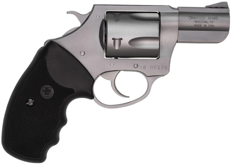 Charter Arms 73520 Mag Pug  Large 357 Mag, 5 Shot 2.20" Matte Stainless Steel Ported Barrel, Matte Stainless Steel Cylinder & Frame w/Black Finger Grooved Rubber Grip