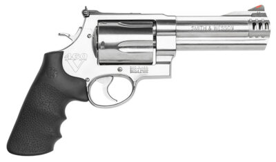 Smith & Wesson 163465 Model 460 XVR 460 S&W Mag 5″ Stainless Steel Barrel & 5rd Cylinder, Satin  Stainless Steel X-Frame, Includes Two Rear Sights & Two Muzzle Brakes