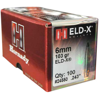 ELD-X 6MM (0.243”) RIFLE BULLETS ELD-X 6MM CAL (0.243” )103GR POLYMER TIP BOAT TAIL 100/BOX