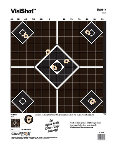 Champion Targets 45804 VisiShot 5-Diamond Paper Hanging Pistol/Rifle 13" x 18" Black/White 10 Pack