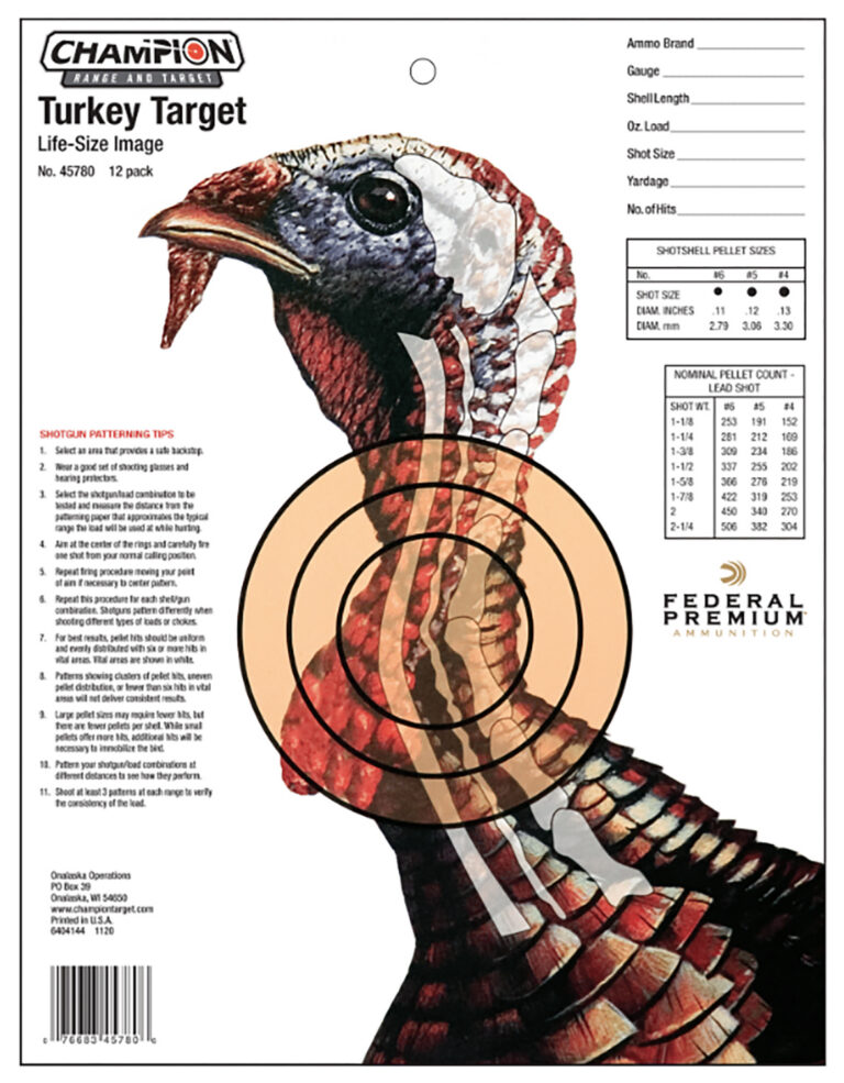 Champion Targets 45780 Life Size Hanging Paper 11" x 16" Turkey White 12 Pack