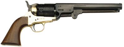 Traditions FR18511 1851 Navy Break Open 44 Cal #11 Percussion 7.50″ 6 Shot Brass Frame Blued Barrel & Cylinder Walnut Grip