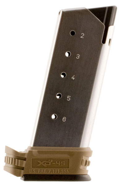 .45 ACP 6-ROUND XD-S MID-SIZE MAGAZINE W/FDE SLEEVES FOR BACKSTRAPS 1 & 2