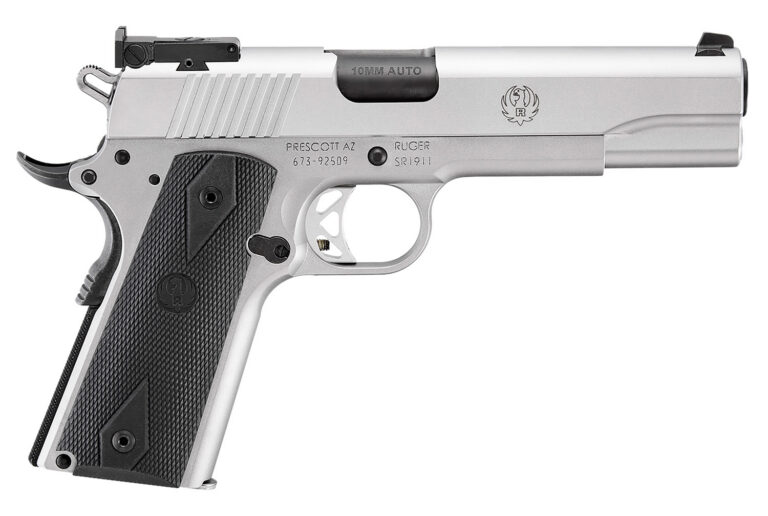 Ruger 6739 SR1911 Target 10mm Auto 5" 8+1 Low-Glare Stainless Black Rubber Grip