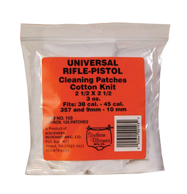 Southern Bloomer 103 Cleaning Patches  Cotton 2.50" x 2.50" 130 Per Bag Rifle/Handgun