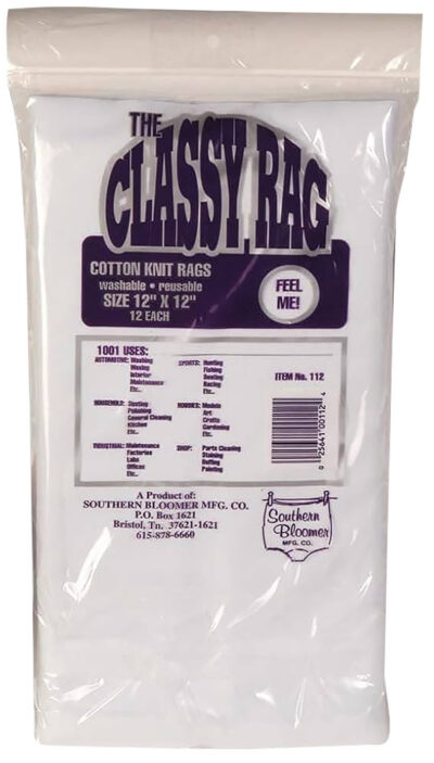 Southern Bloomer 112 Cleaning Patches  Cotton 12″ x 12″ 12 Per Bag