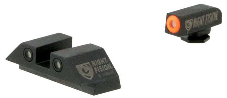 Night Fision Perfect Dot Night Sight Set w/Orange Front, Square White Rear, w/Green Tritium, Glock 17/17L/19/22-28/31-35/37-39, GLK-001-003-OGWG 856386007054