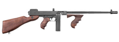 Thompson T1 1927A-1 Deluxe 45 ACP Caliber with 16.50″ Barrel, 20+1 Capacity (Stick), Blued Metal Finish, American Walnut Stock Wood Grip Right Hand