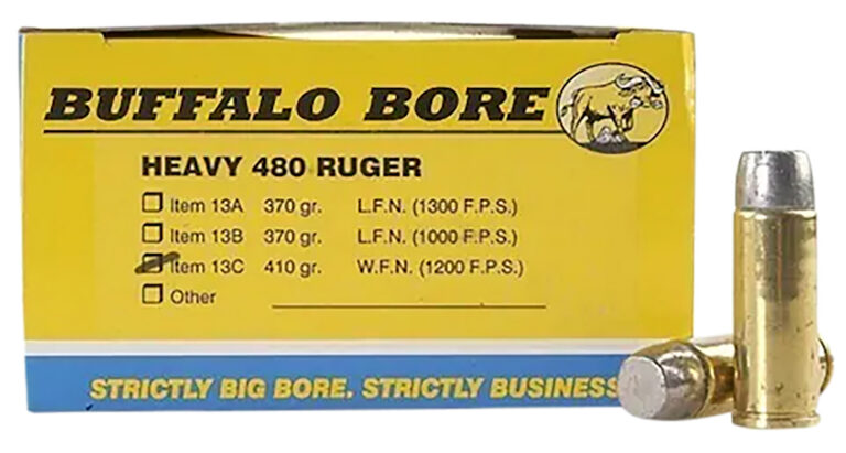 Buffalo Bore Ammunition 13C/20 Heavy 480 Ruger 410 gr Wide Flat Nose (WFN) 20 B